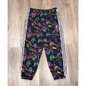 Adidas X Farm Rio Reversible Track Pants Womens Large Black Floral Mesh